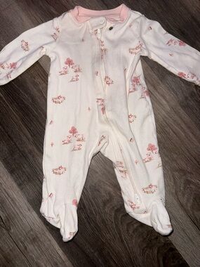 Carter's Pink and White Footed One-Piece with Animal Print